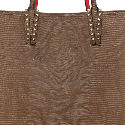 Christian Louboutin Calfskin Lizard Embossed Spikes East West Cabata Tote Brown 9 of 12