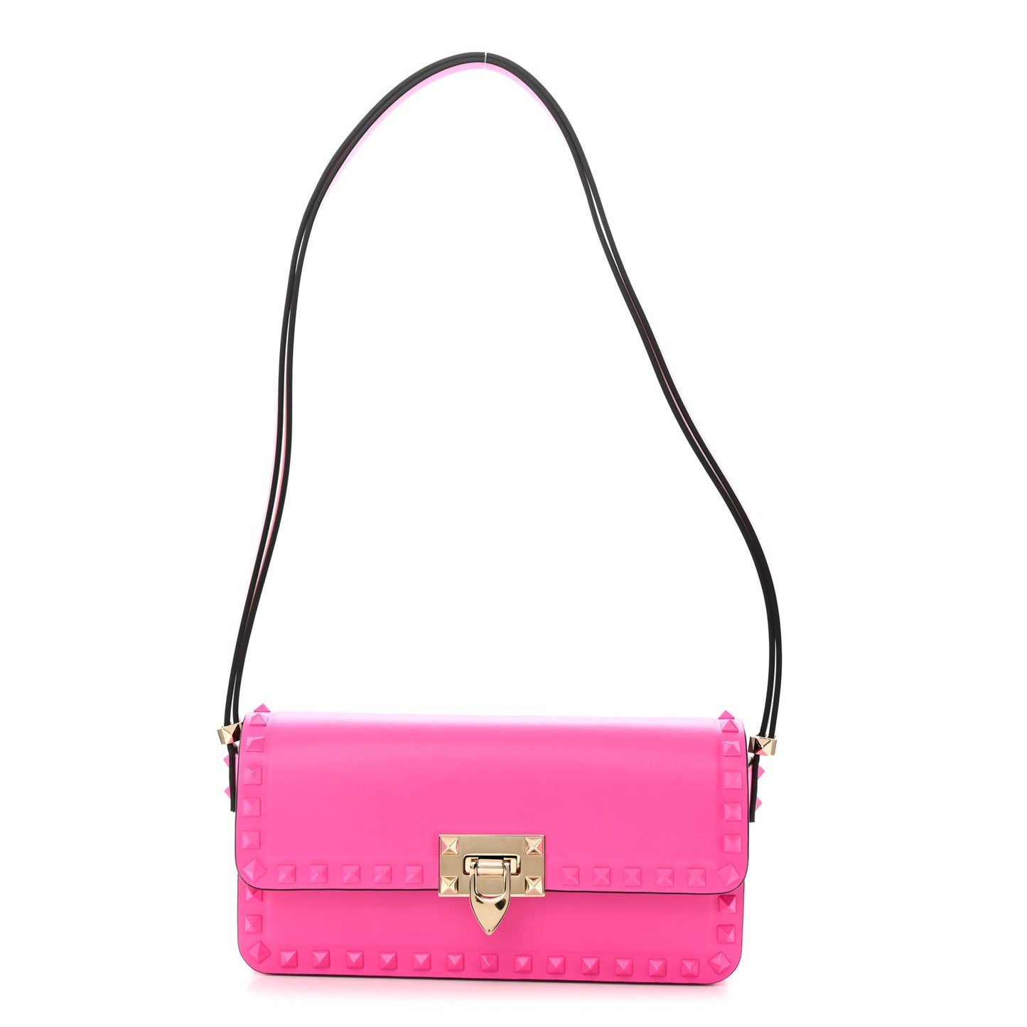 Smooth Calfskin Enamel Tonal E/W Rockstud23 Shoulder Bag Pink PP