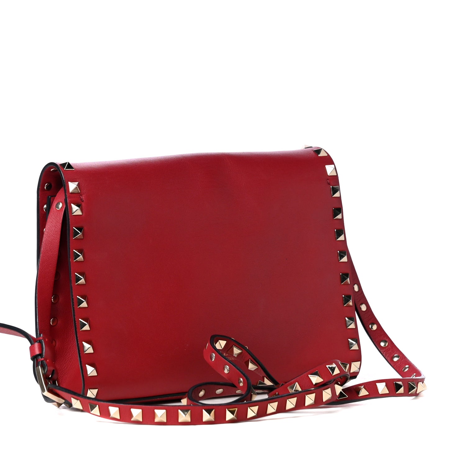 Vitello Medium Rockstud Flip Lock Crossbody Bag Rosso Valentino