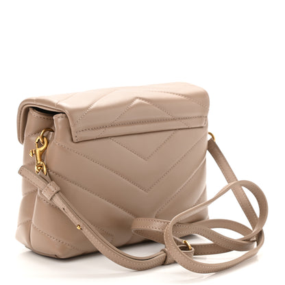 Saint Laurent Calfskin Y Quilted Monogram Toy Loulou Crossbody Bag Dark Beige 3 of 11