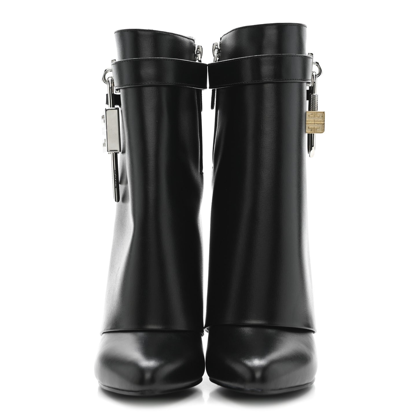 Calfskin Shark Lock Ankle Boots 37 Black