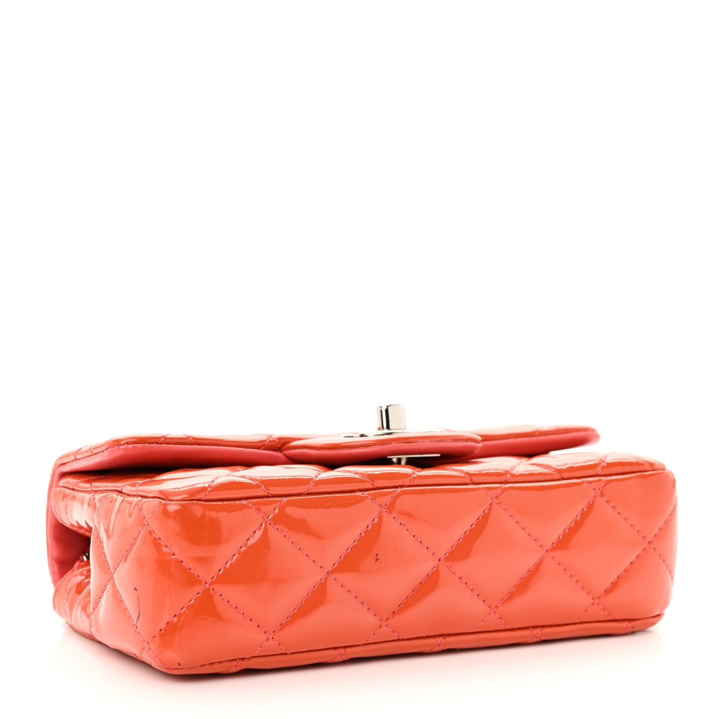 Patent Quilted Extra Mini Rectangular Flap Orange