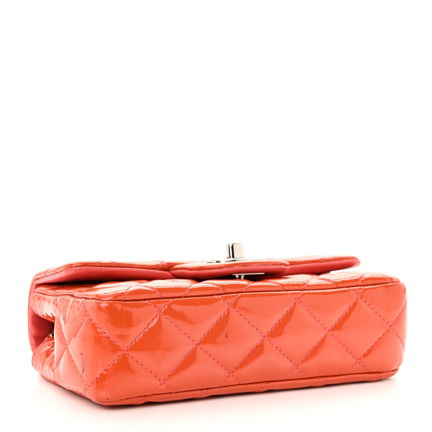 Chanel Patent Quilted Extra Mini Rectangular Flap Orange 4 of 11