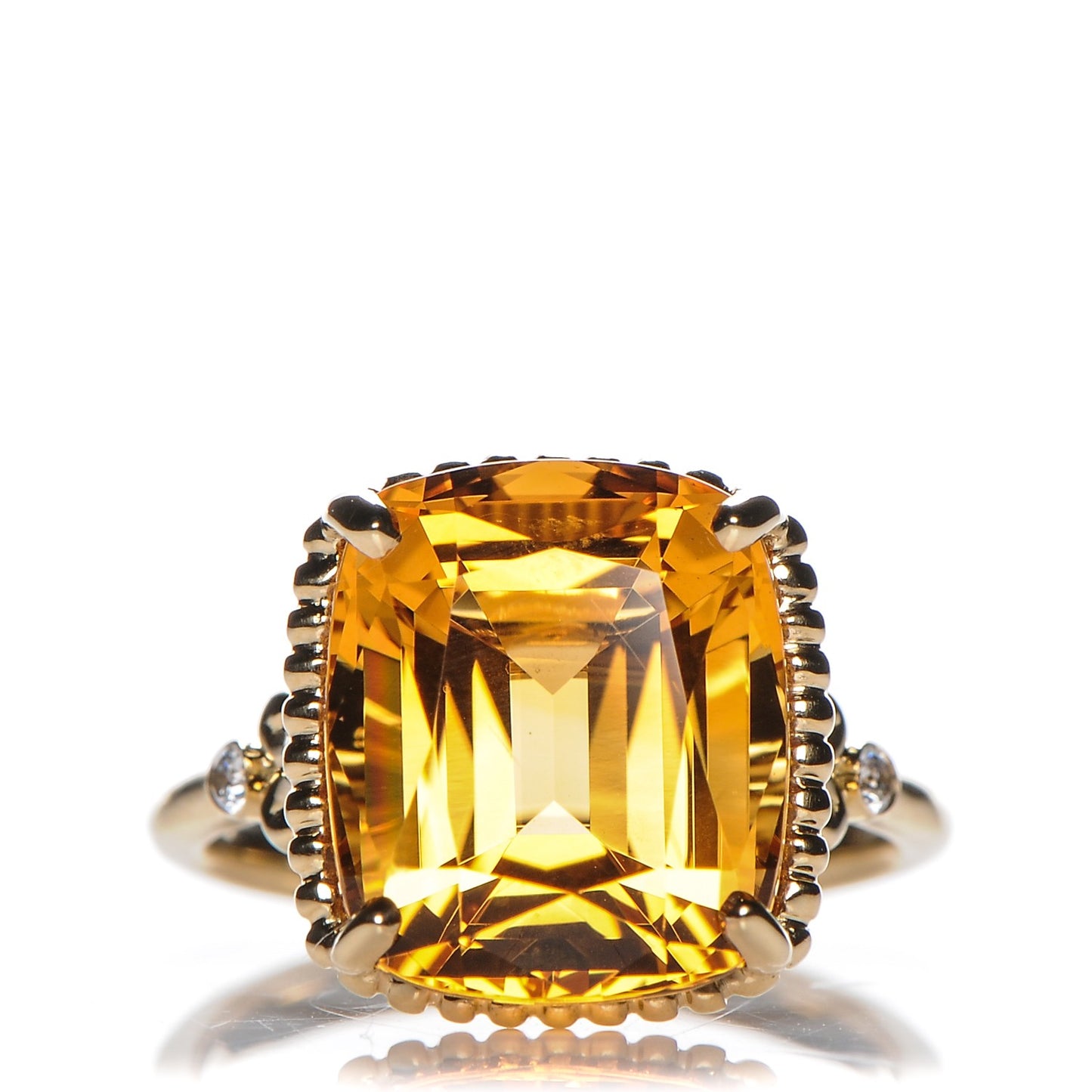 18K Yellow Gold Diamond Citrine Sparklers Cocktail Ring 6.25