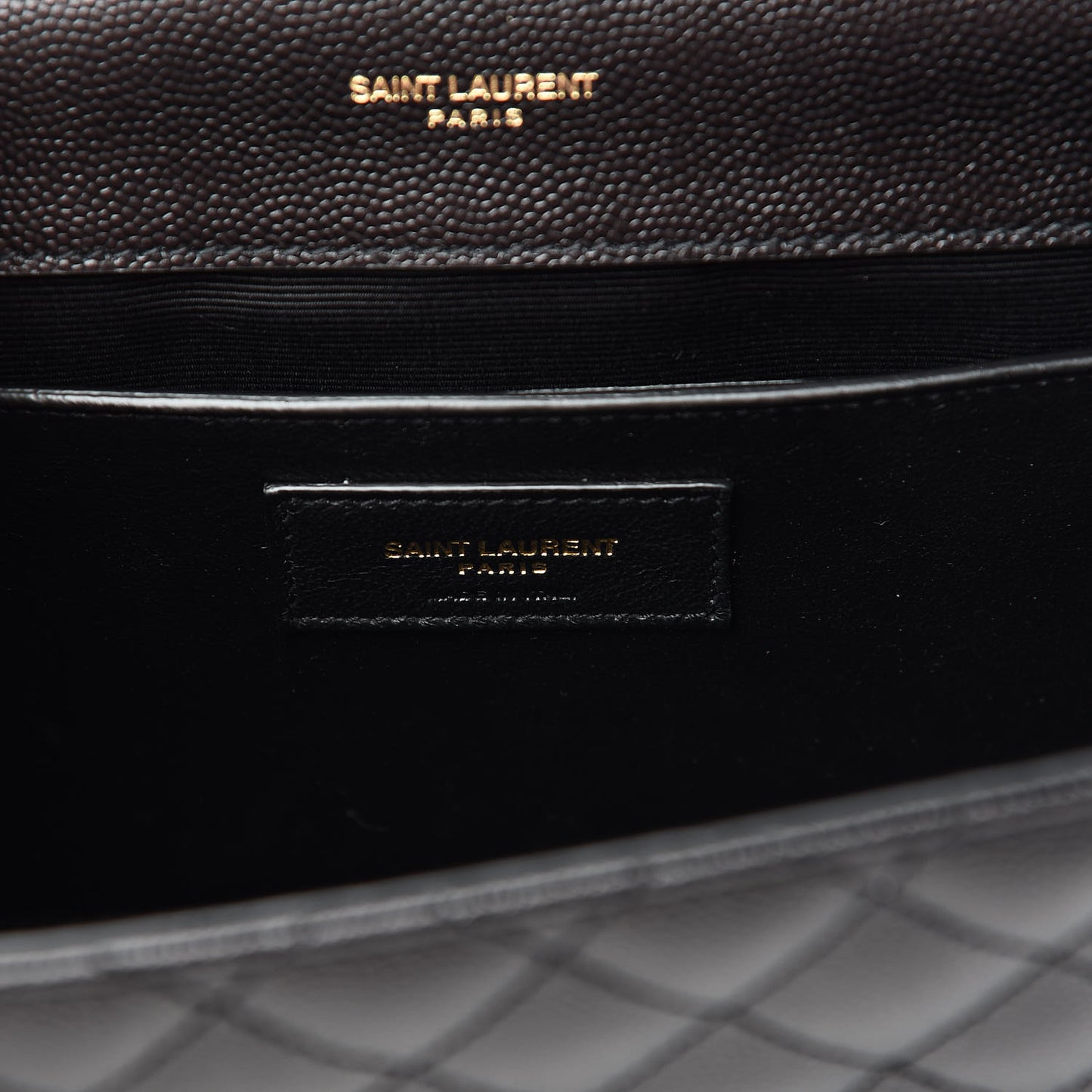 Grain De Poudre Textured Mixed Matelasse Triquilt Medium Monogram Satchel Black