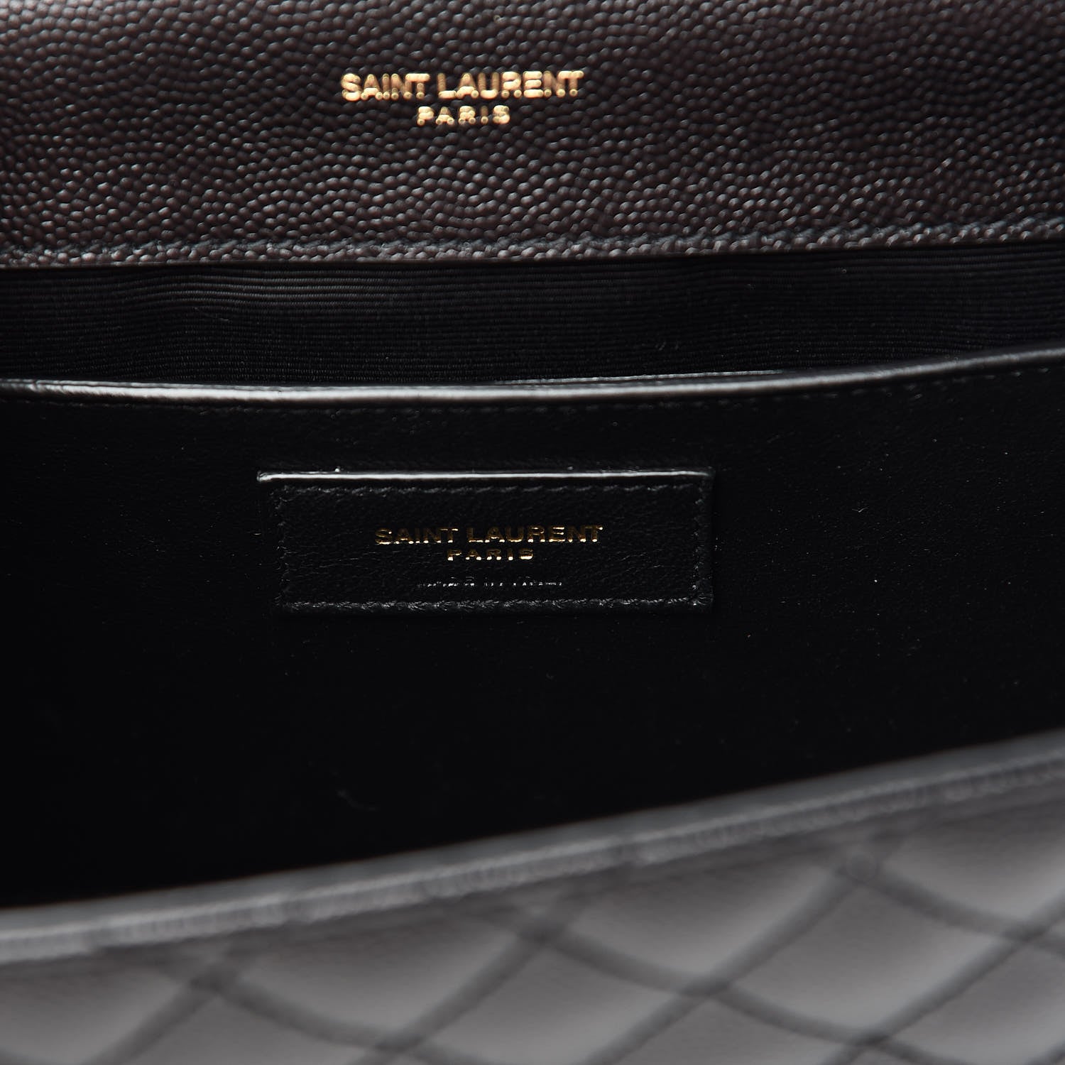 Saint Laurent Grain De Poudre Textured Mixed Matelasse Triquilt Medium Monogram Satchel Black 7 of 12