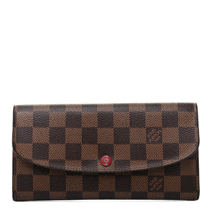 Louis Vuitton Damier Ebene Emilie Wallet Red 1 of 9