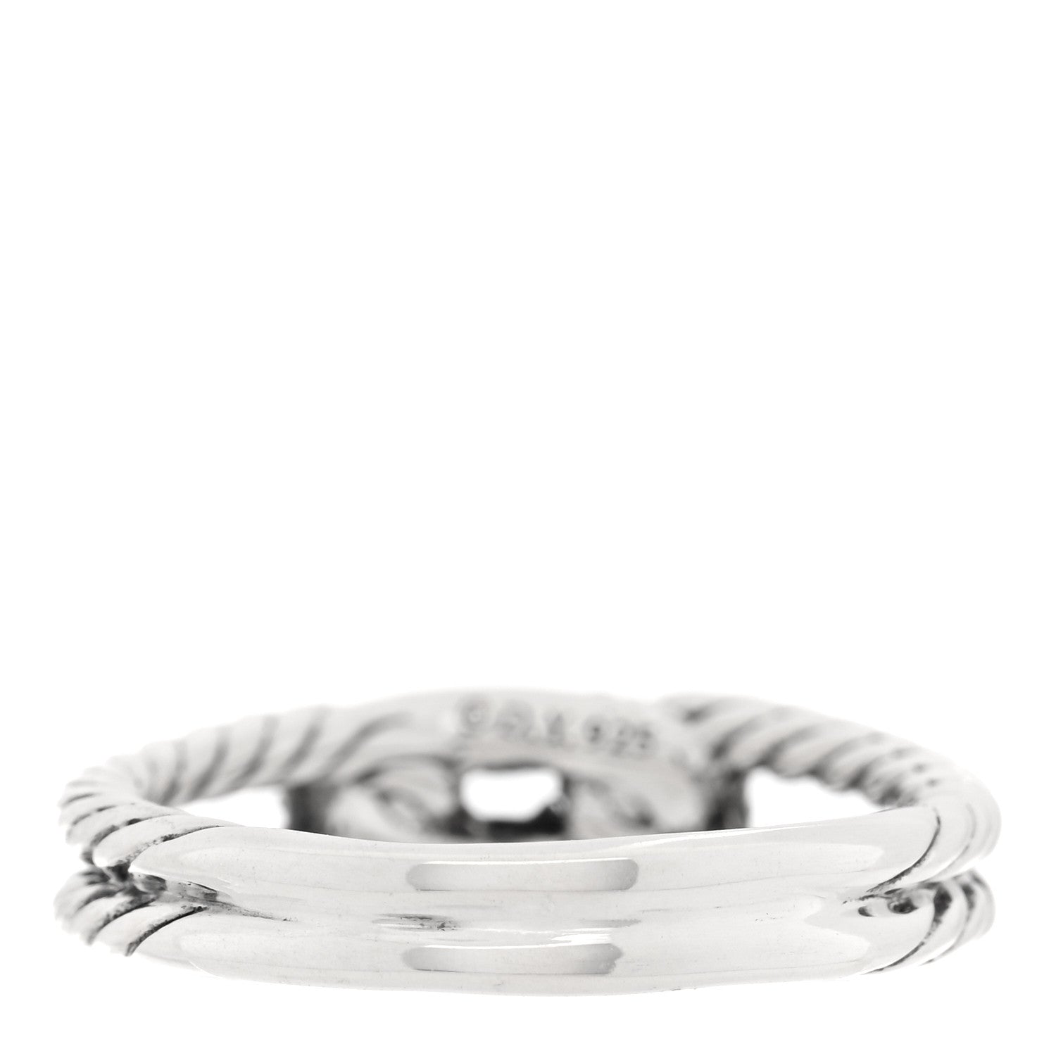 David Yurman Sterling Silver Diamond Pave Petite Single Loop Labyrinth Ring 54 6.75 3 of 4