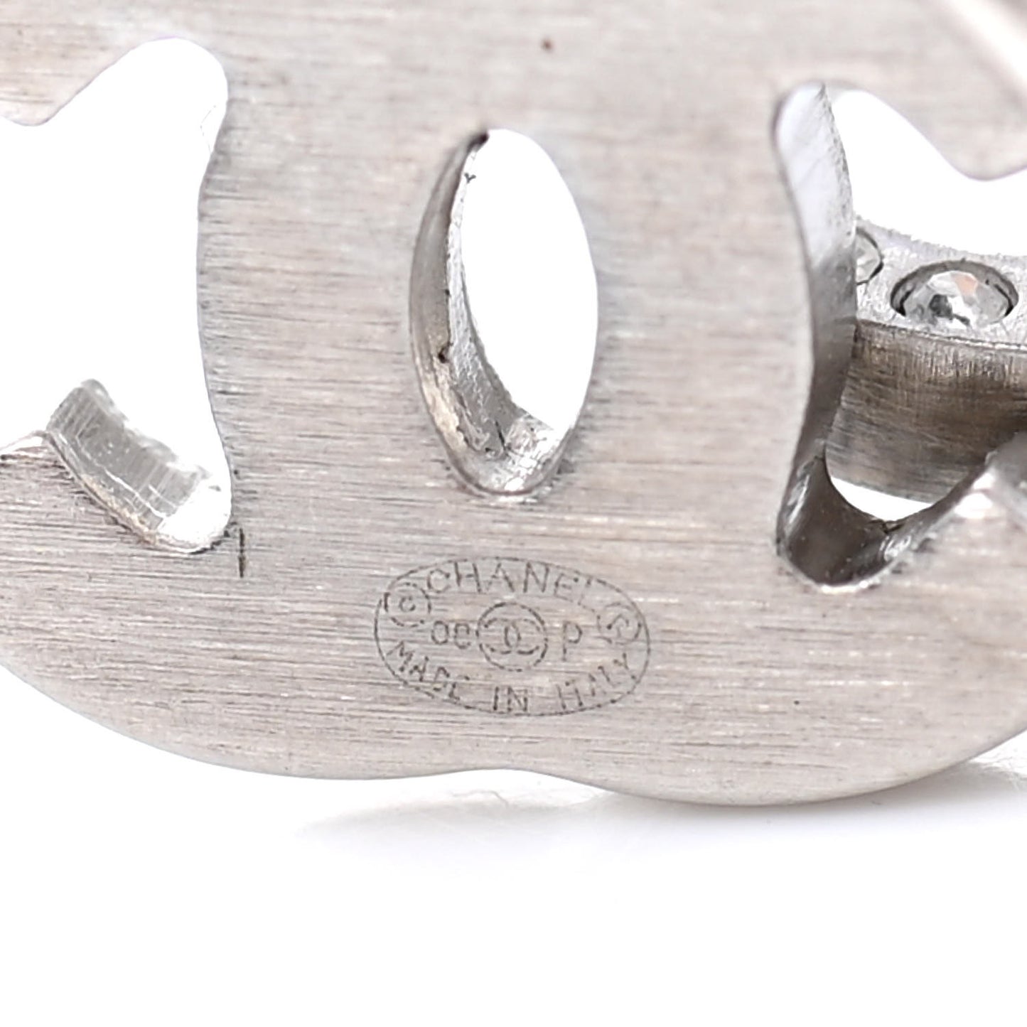 Crystal Heart CC Hoop Earrings Silver