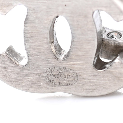 Chanel Crystal Heart CC Hoop Earrings Silver 4 of 4