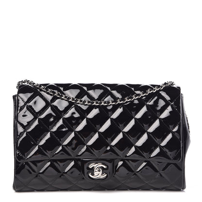Chanel Patent Quilted Clutch with Chain Flap Black 1 of 9