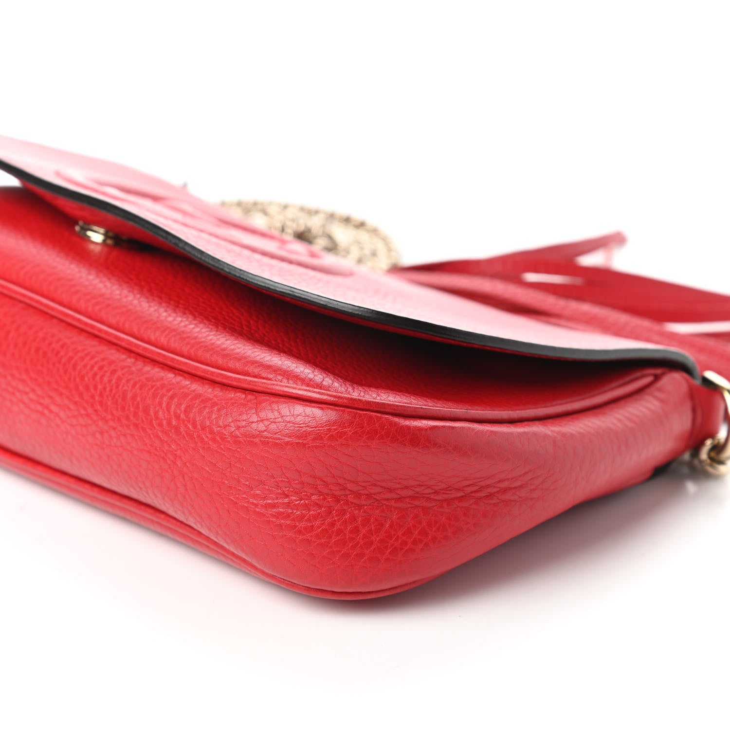 Gucci Pebbled Calfskin Medium Soho Flap Crossbody Tabasco Red 7 of 12