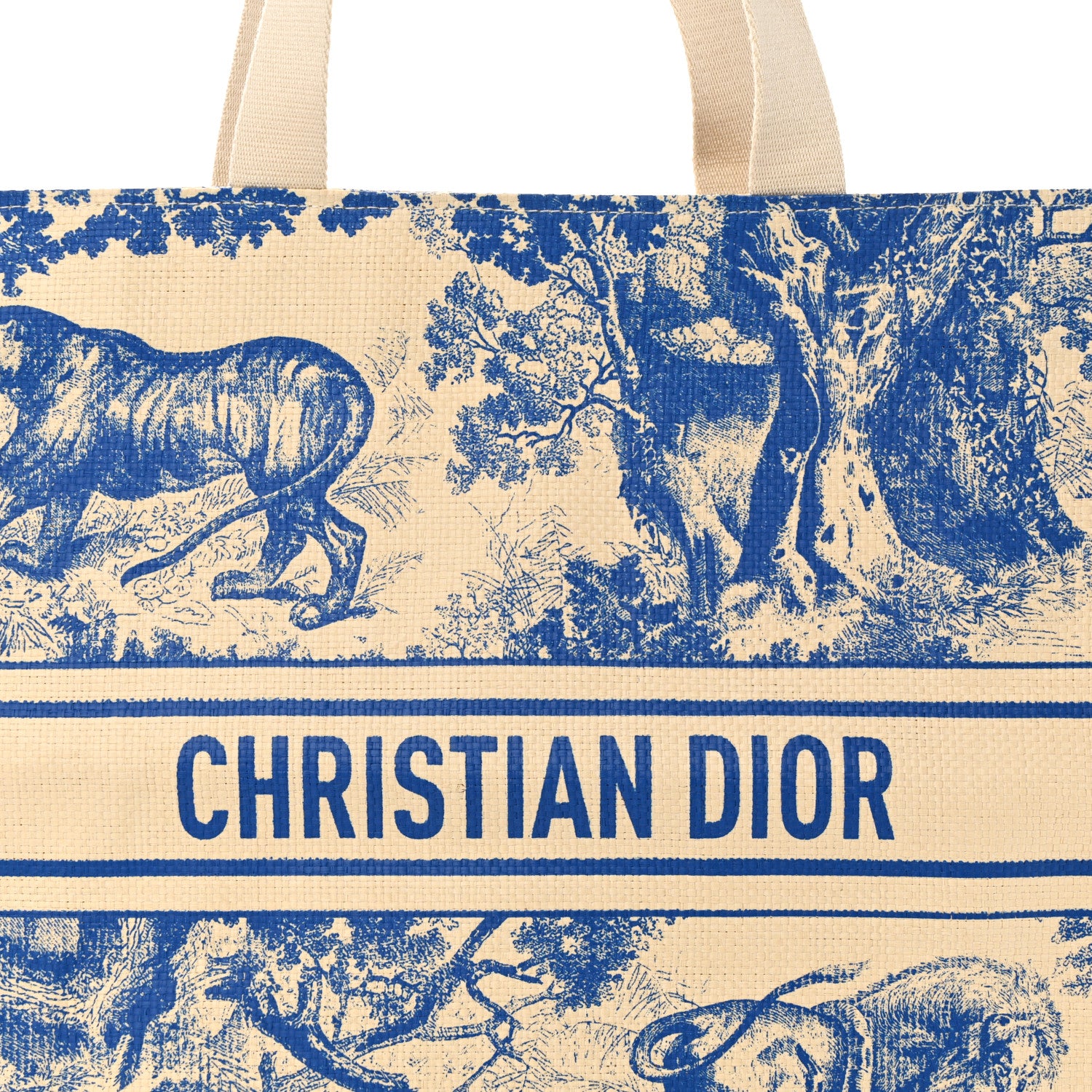 Christian Dior Straw Dioriviera Tote Blue 6 of 8