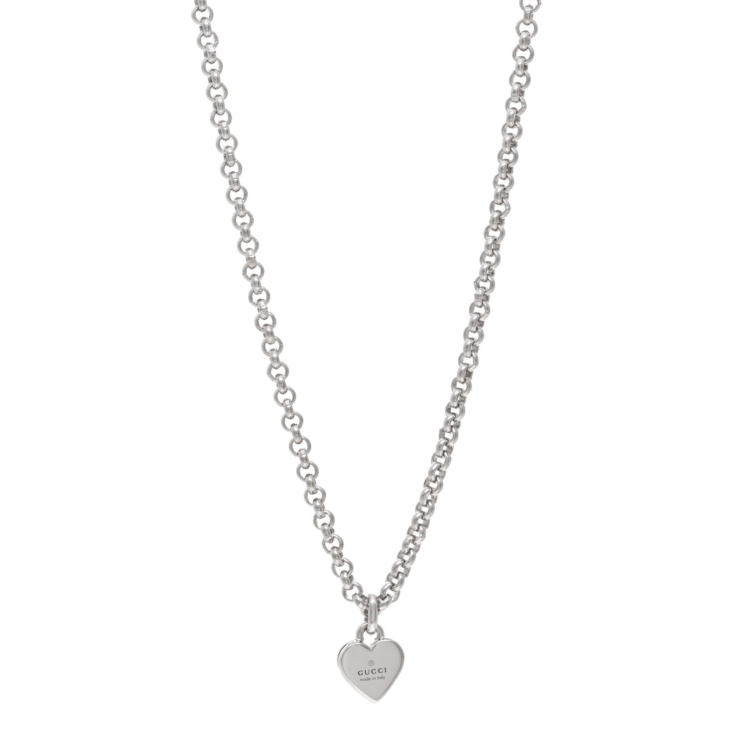 Gucci Sterling Silver Trademark Heart Pendant Necklace 1 of 4