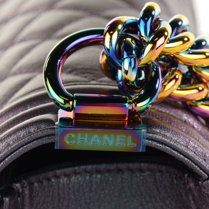 Chanel Iridescent Goatskin Quilted Small Boy with Iridescent Ruthenium Purple 6 of 9