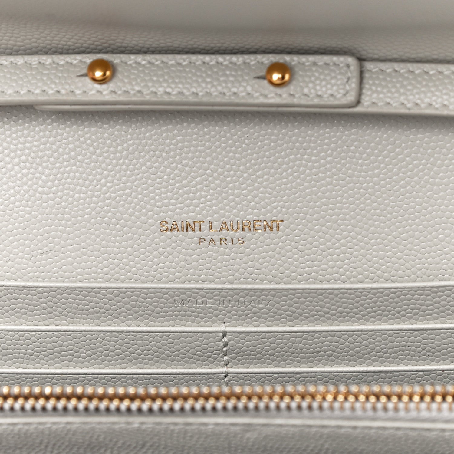 Saint Laurent Grain De Poudre Mixed Matelasse Triquilt Monogram Chain Wallet Crema Soft 6 of 11