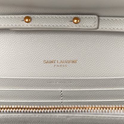 Saint Laurent Grain De Poudre Mixed Matelasse Triquilt Monogram Chain Wallet Crema Soft 6 of 11