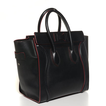 Celine Smooth Calfskin Mini Luggage Black Pink Trim 3 of 9