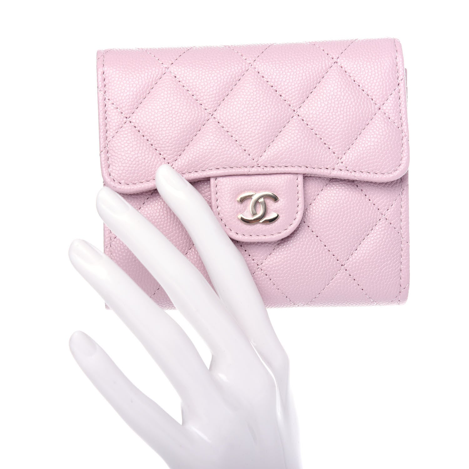 Chanel Caviar Quilted Compact Flap Wallet Light Pink 2 of 9
