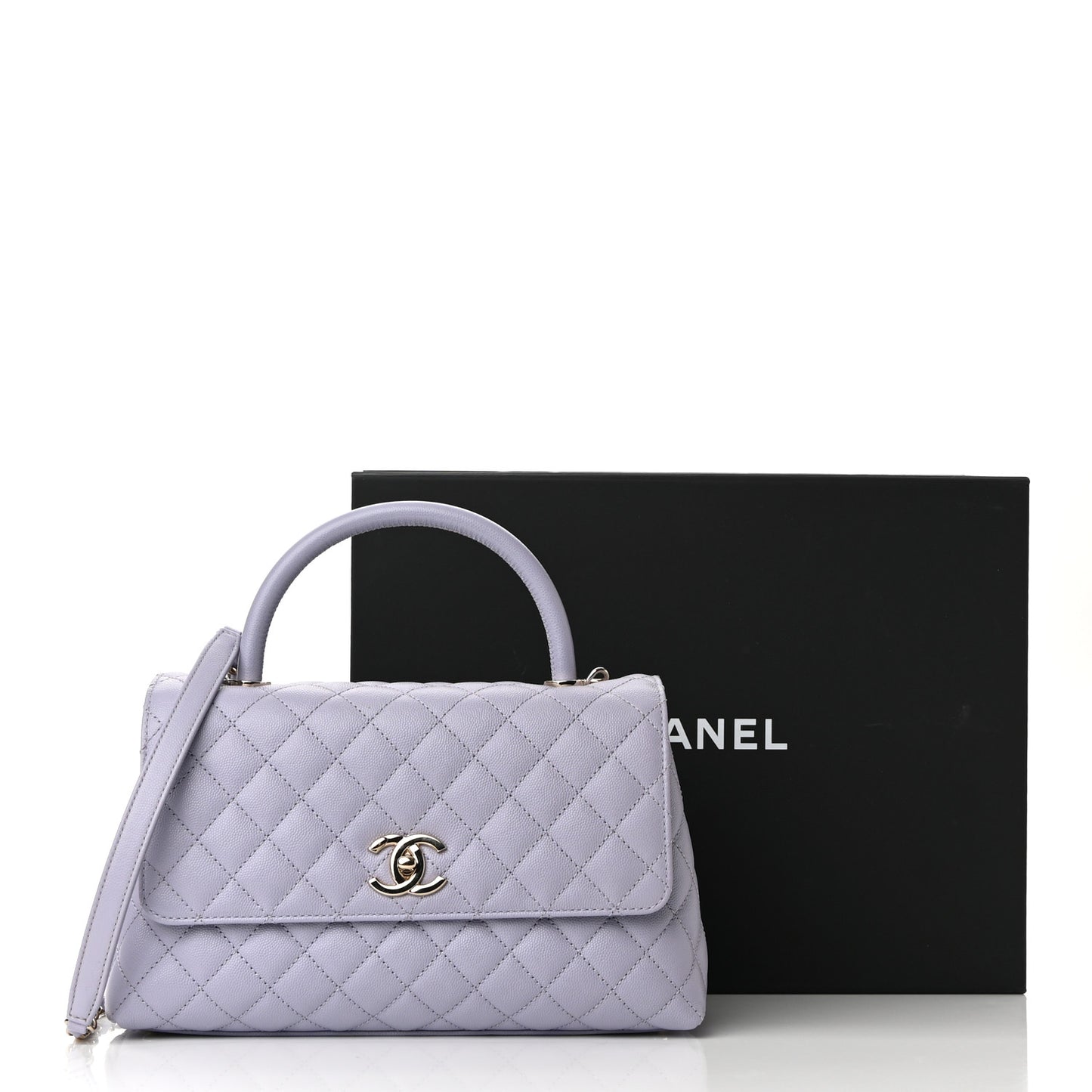 Caviar Quilted Small Coco Handle Flap Light Purple