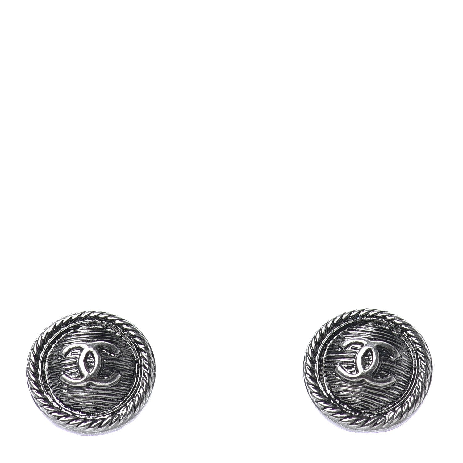 Chanel CC Round Earrings Ruthenium 1 of 4