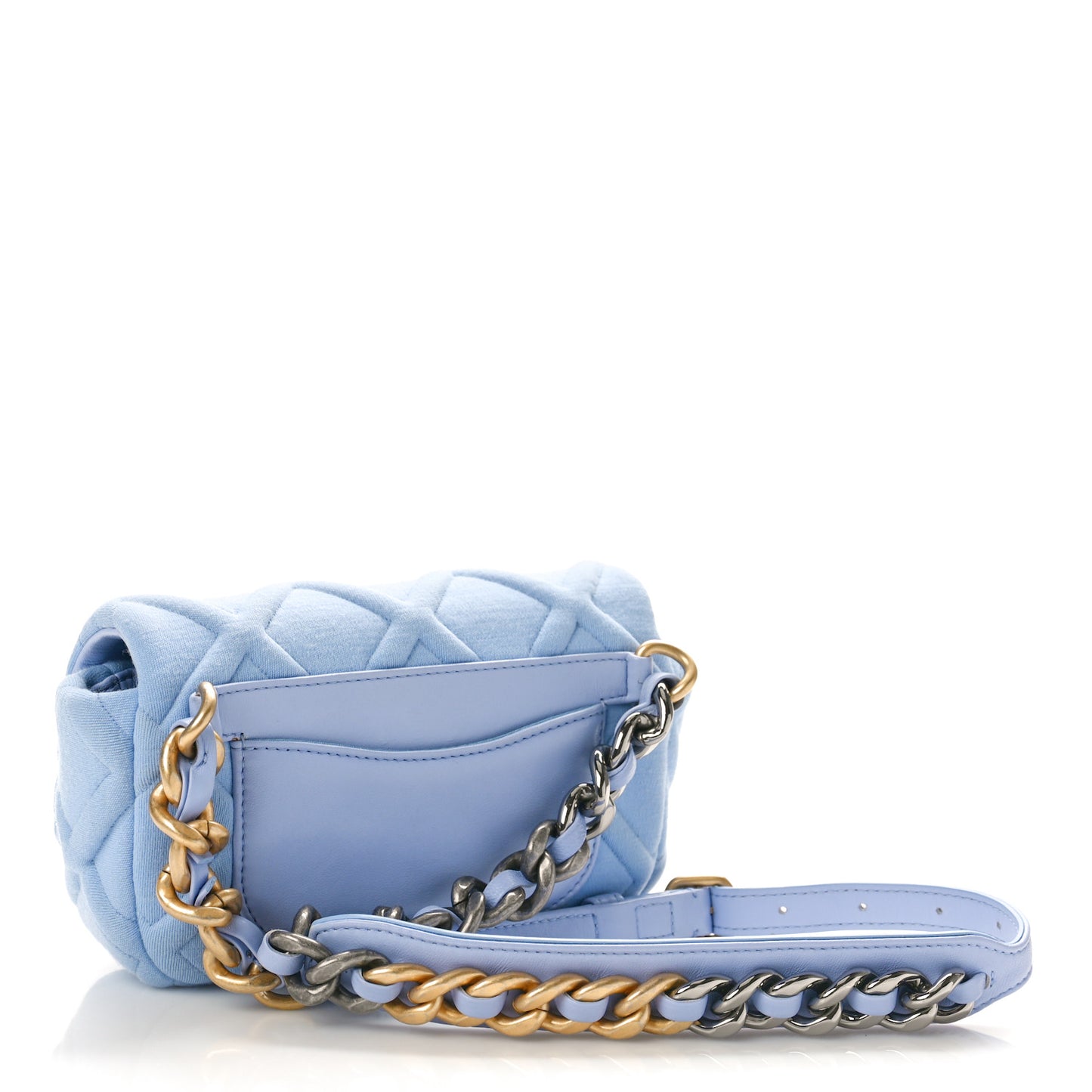 Jersey Quilted Chanel 19 Waist Bag Light Blue