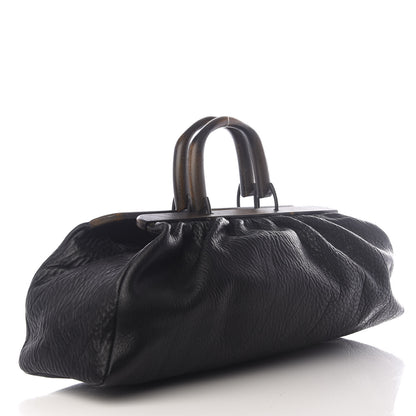Gucci Buffalo Wood Handle Frame Doctor Bag Black 2 of 8