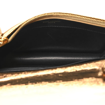 Saint Laurent Metallic Crackled Calfskin Kate Monogram Tassel Chain Wallet Gold 5 of 11