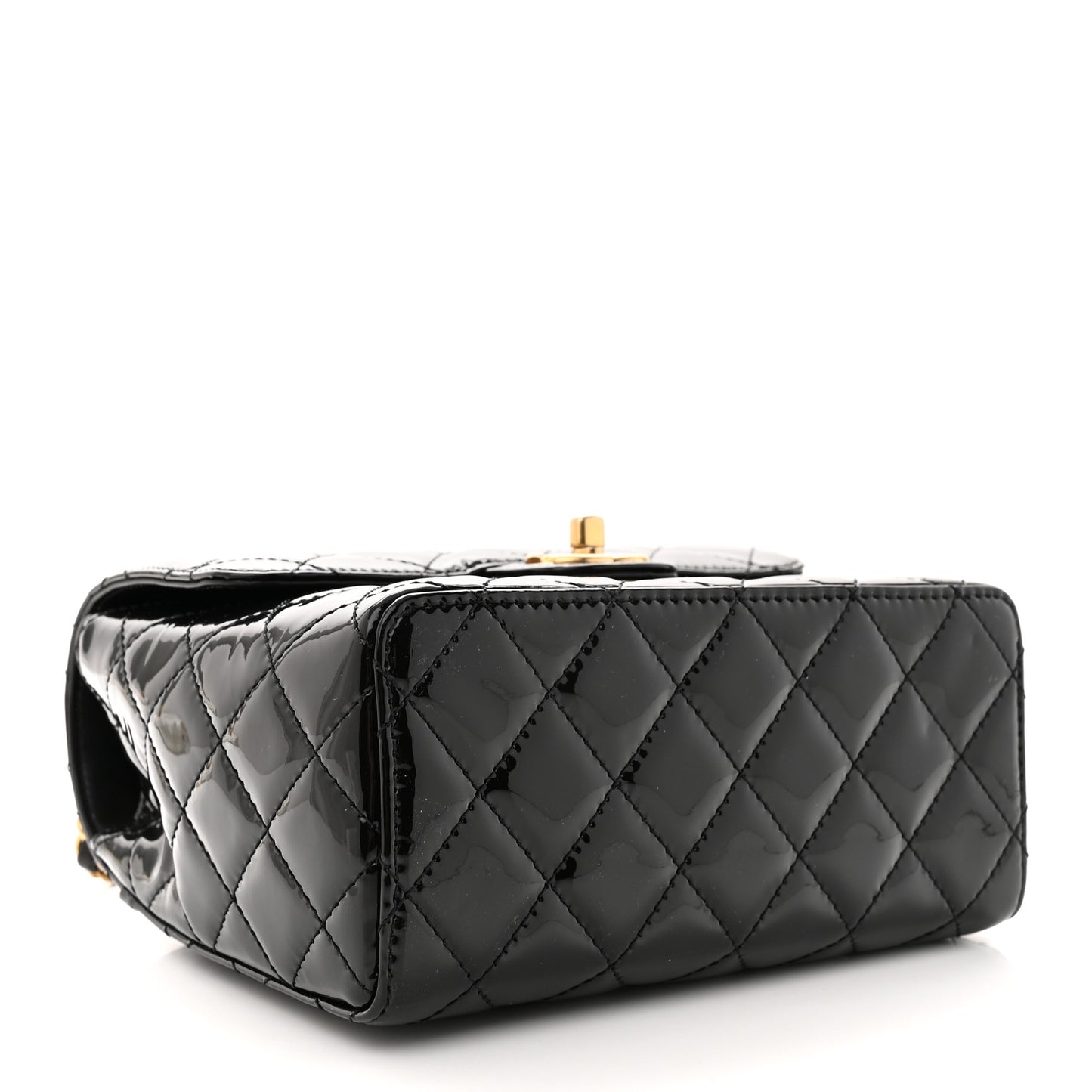 Patent Quilted Small Flap Black