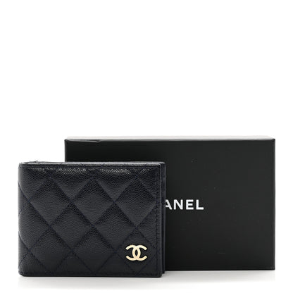 Chanel Caviar Quilted Bi-Fold Wallet Dark Blue 9 of 9