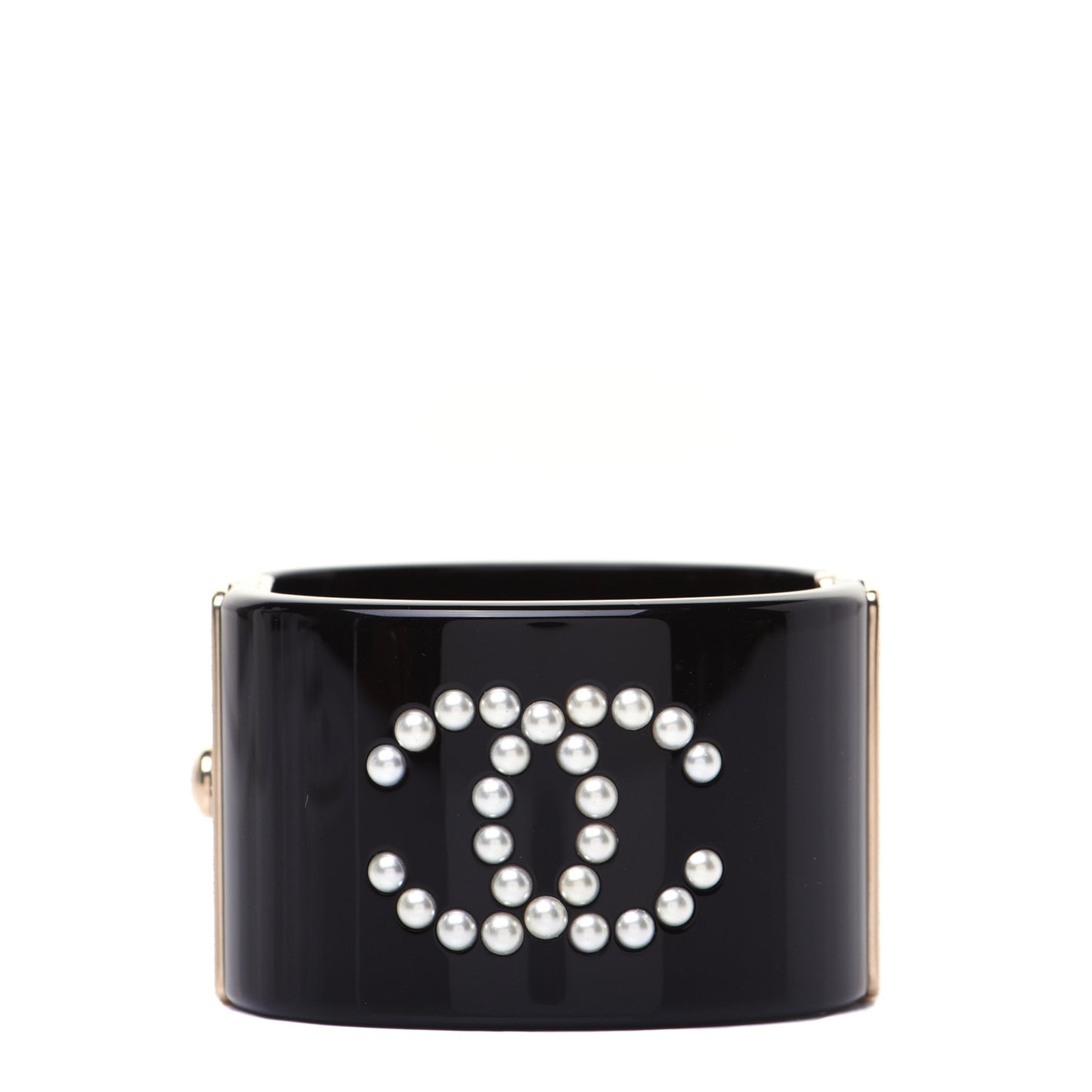 Resin Pearl Crystal CC Cuff Black