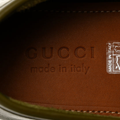 Gucci Soft Clove Calfskin Monochrome Mens Interlocking G Driver Loafers 11 Juniper Green 7 of 10