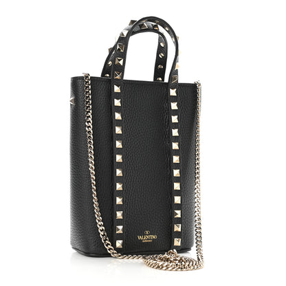 Valentino Garavani Pebbled Calfskin Rockstud North-South Crossbody Bag Black 3 of 9