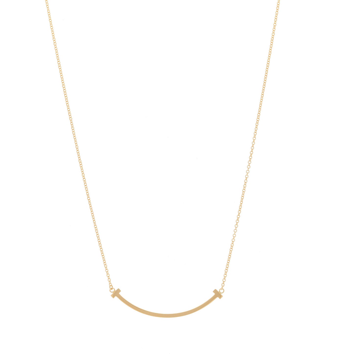 18K Yellow Gold Small T Smile Pendant Necklace