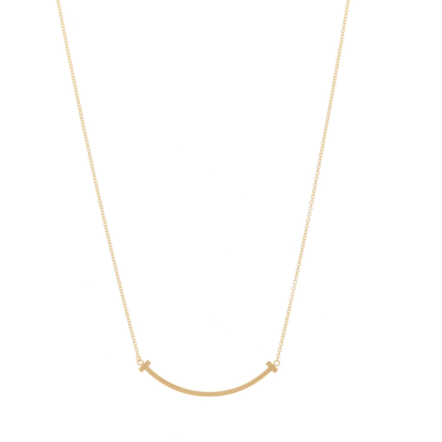 Tiffany 18K Yellow Gold Small T Smile Pendant Necklace 1 of 6