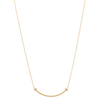 Tiffany 18K Yellow Gold Small T Smile Pendant Necklace 1 of 6