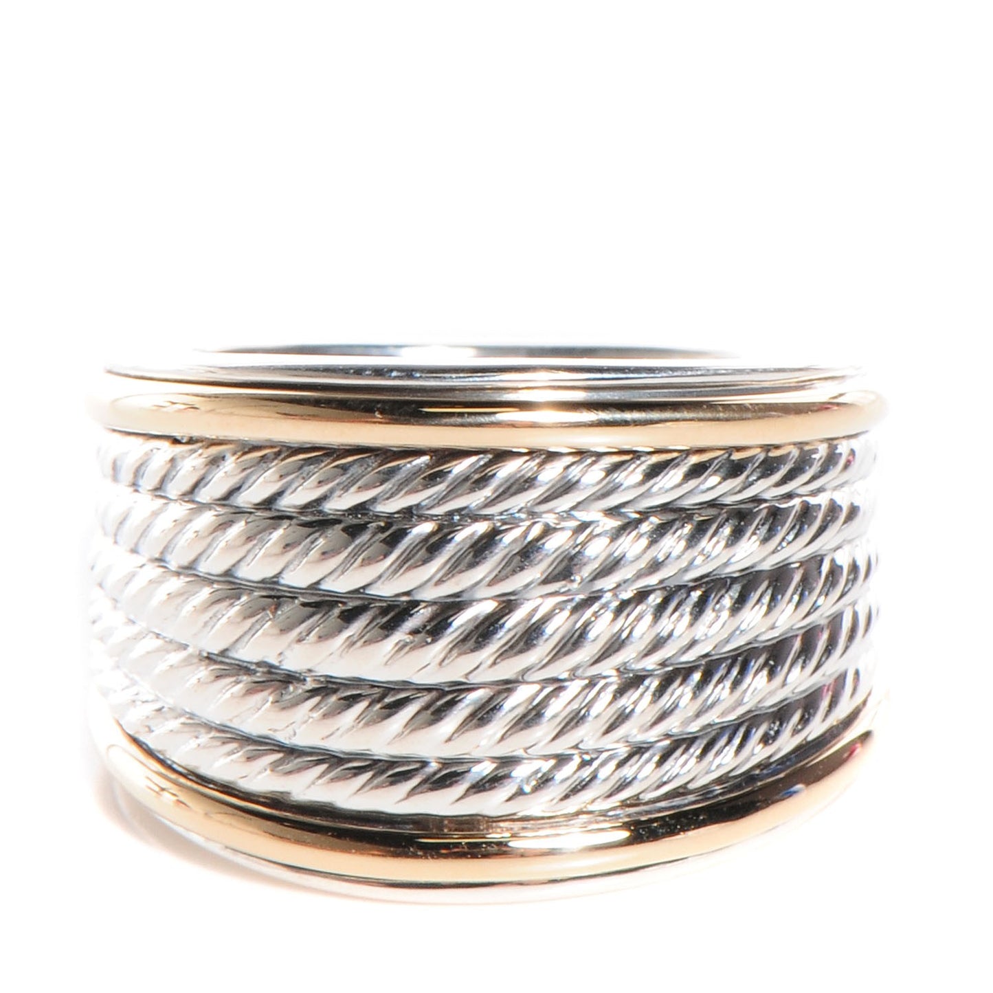 Sterling Silver 18K Yellow Gold 16mm Wheaton Band Ring 54 7