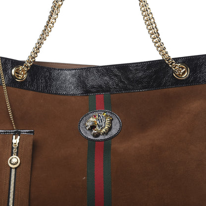 Gucci Suede Patent Large Rajah Chain Tote Nocciola Black 12 of 12