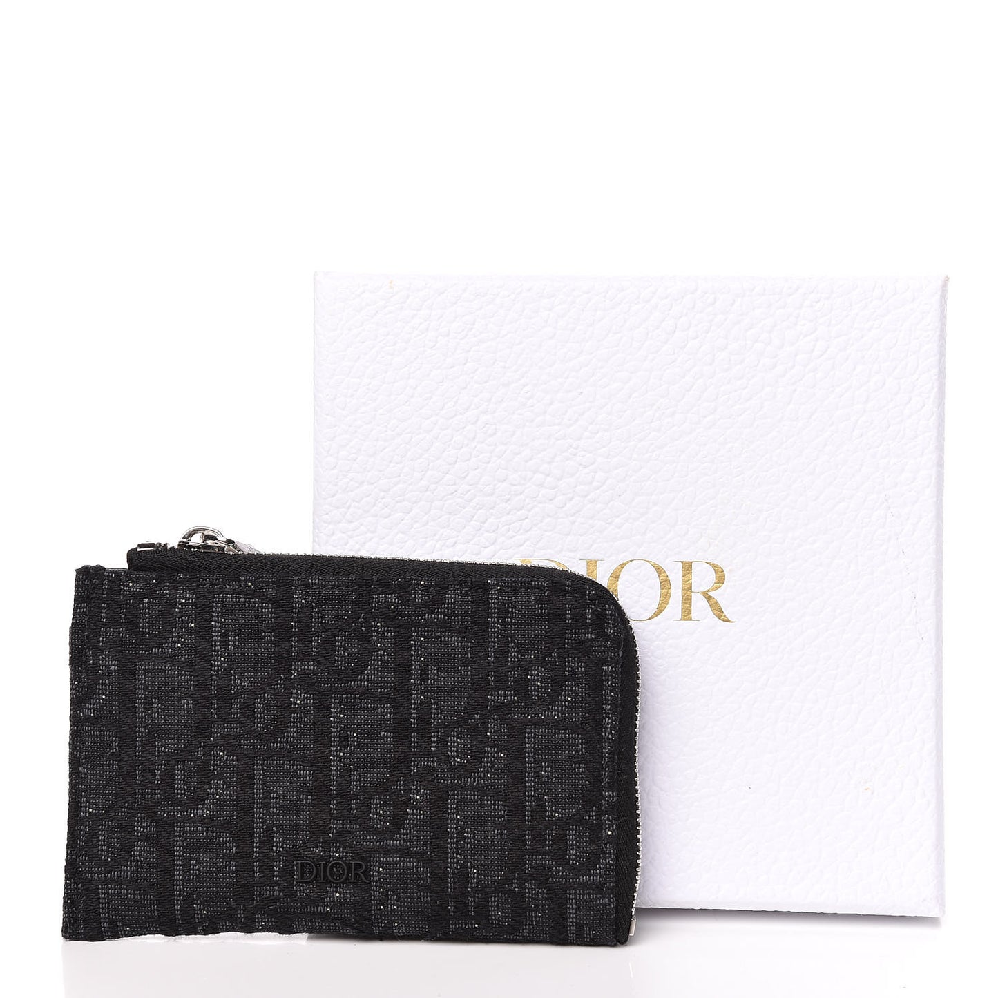 Oblique Zipped Card Holder Black