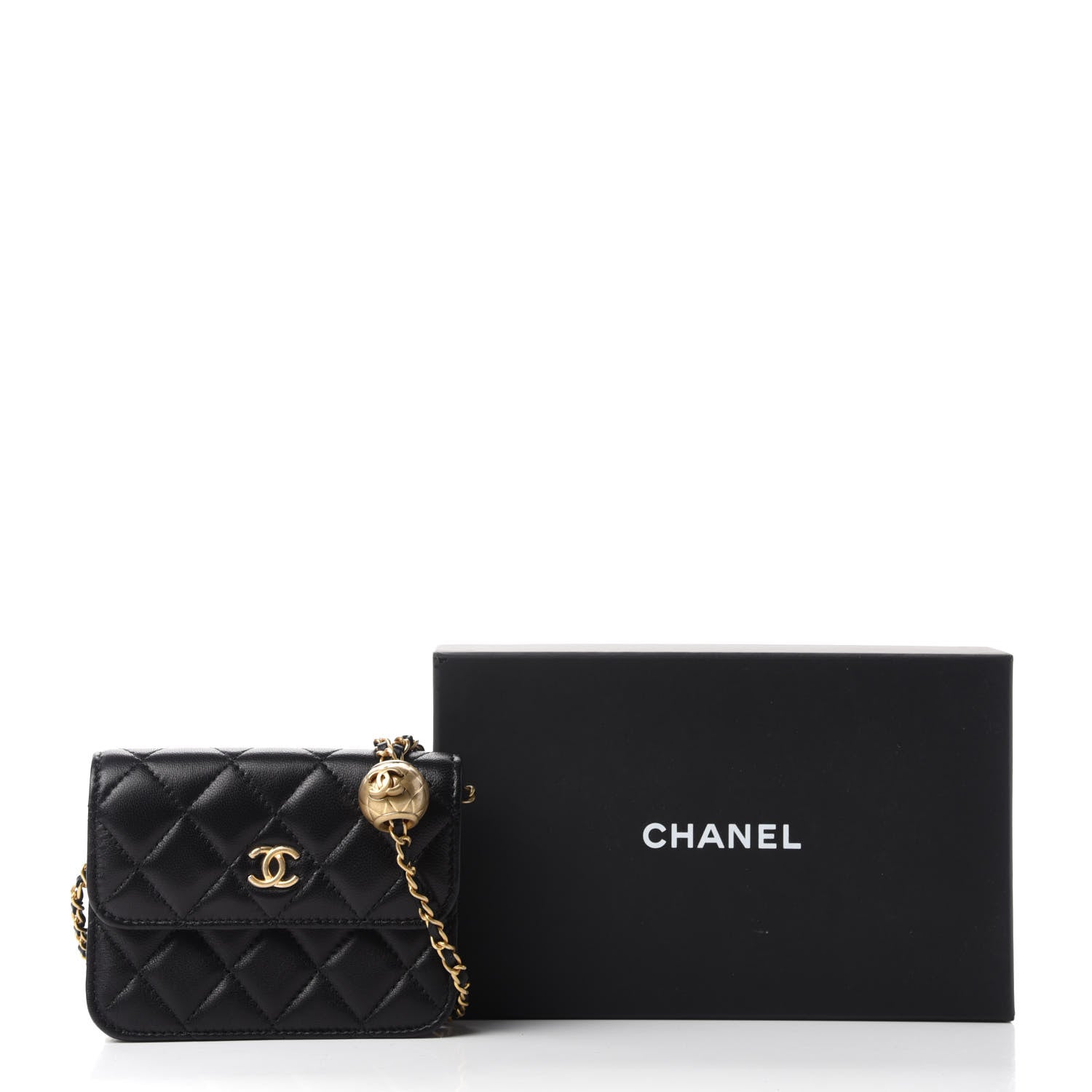 Chanel Lambskin Quilted Pearl Crush Clutch With Chain Black 12 of 12