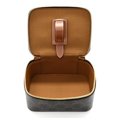 Celine Triomphe Canvas Calfskin Small Top Handle Toiletry Case Tan 5 of 9