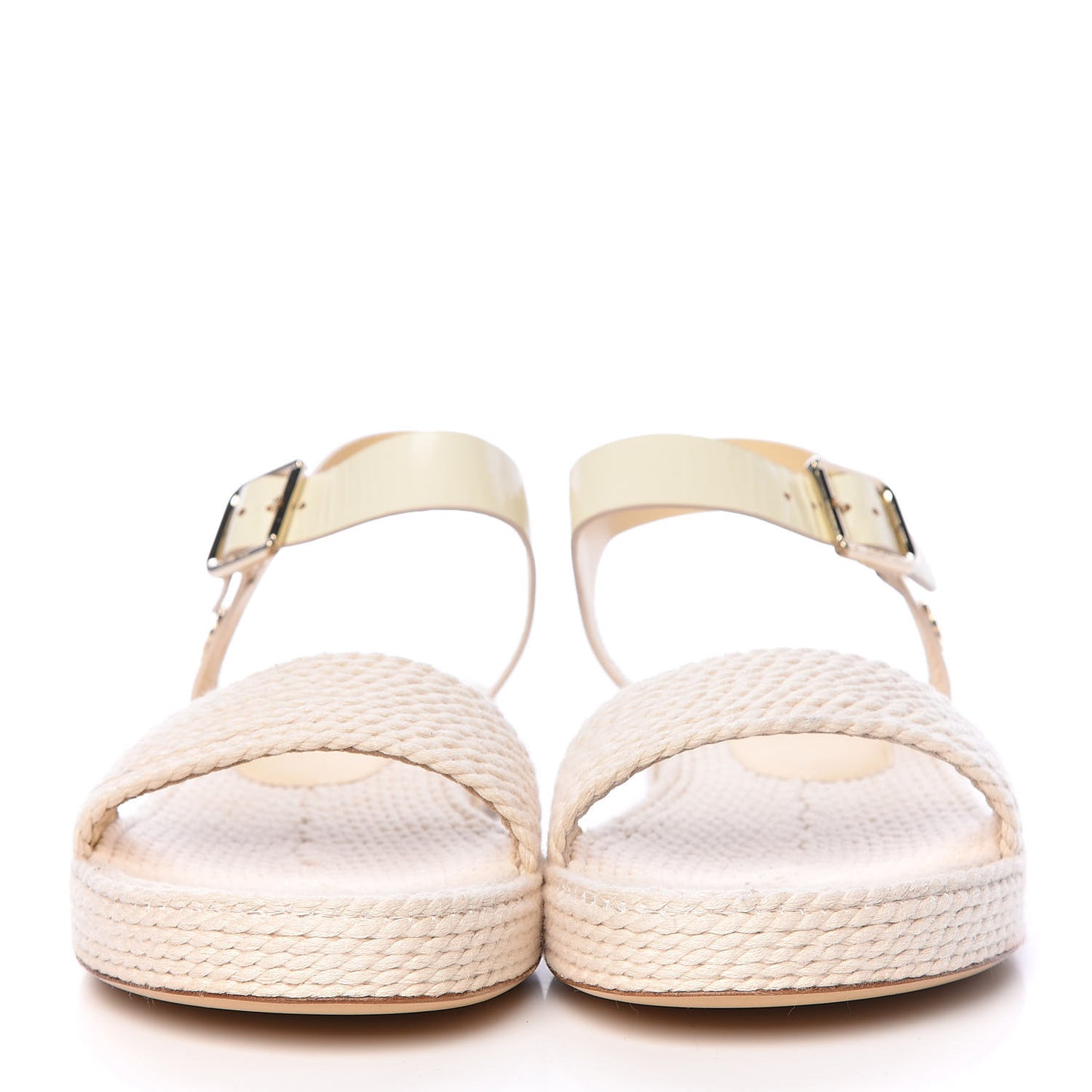 Cord Calfskin CC Sandals 41 Beige White