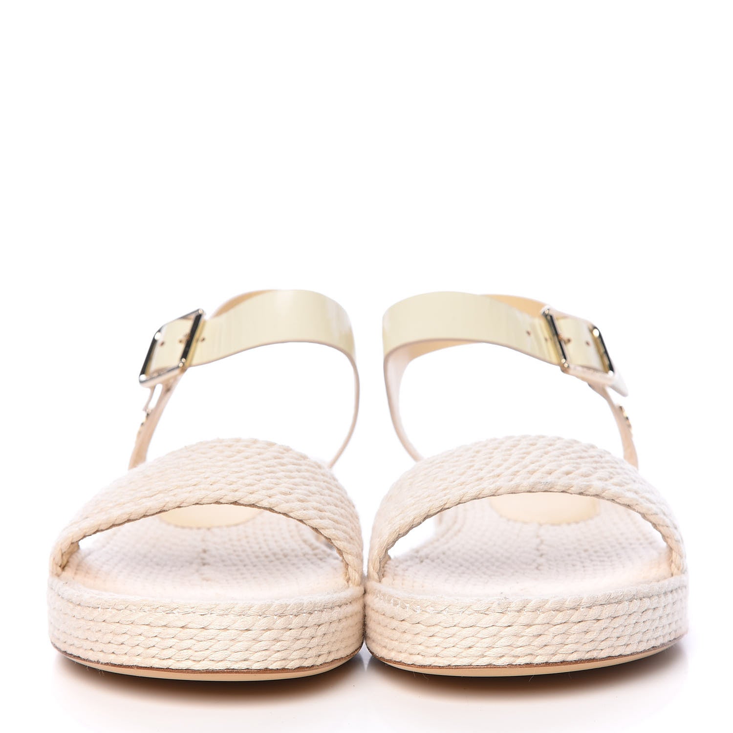 Chanel Cord Calfskin CC Sandals 41 Beige White 2 of 9