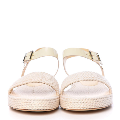 Chanel Cord Calfskin CC Sandals 41 Beige White 2 of 9