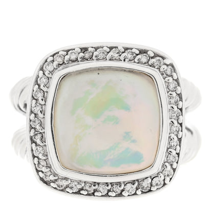 David Yurman Sterling Silver Diamond Moon Quartz 11mm Albion Ring 50 5.5 1 of 5