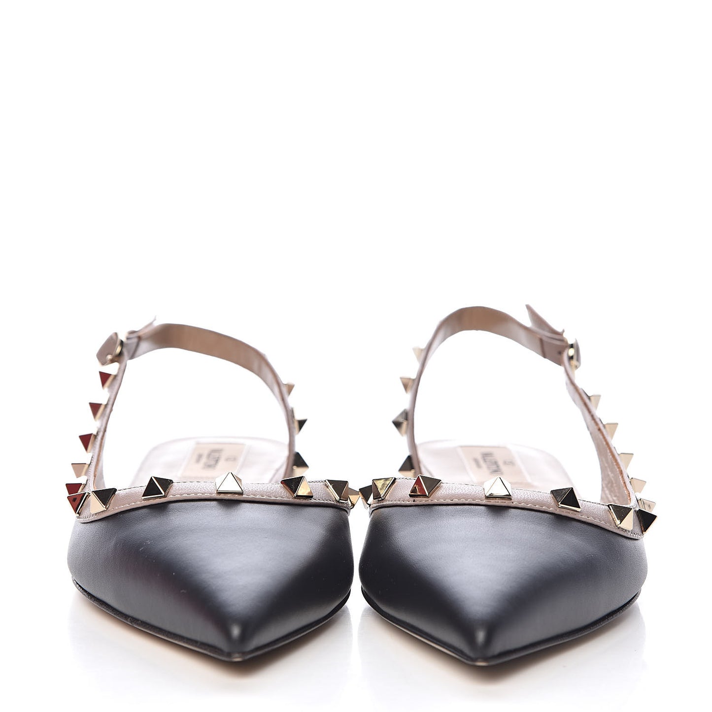 Nappa Rockstud Slingback Flats 38 Black Poudre