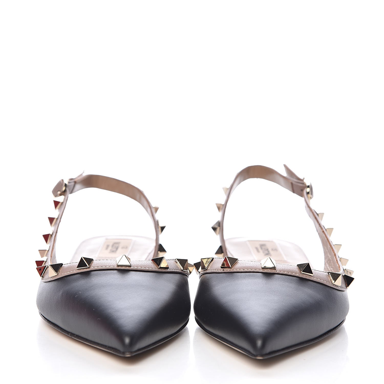 Valentino Garavani Nappa Rockstud Slingback Flats 38 Black Poudre 2 of 12