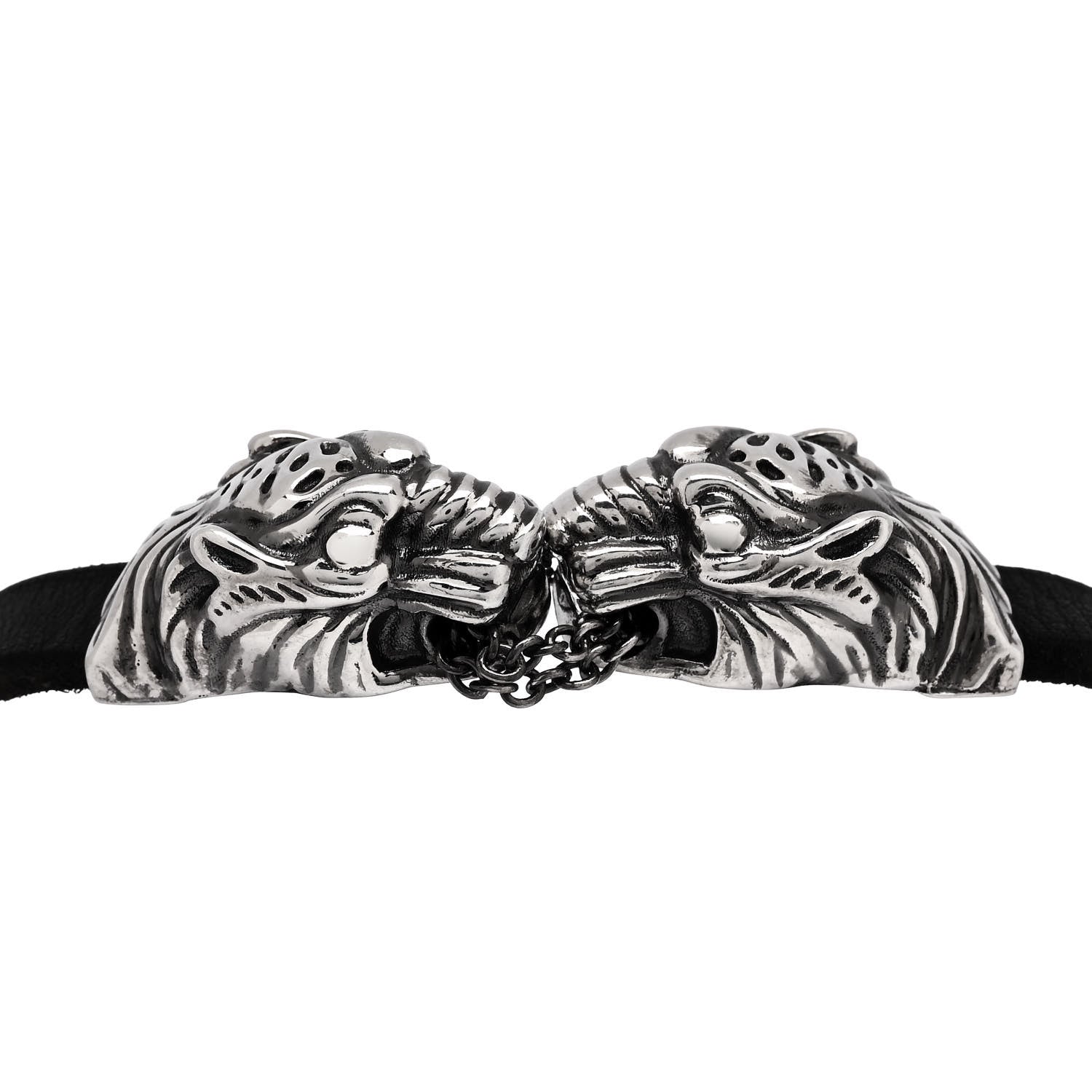 Gucci Sterling Silver Calfskin Tiger Head Bracelet 3 of 4