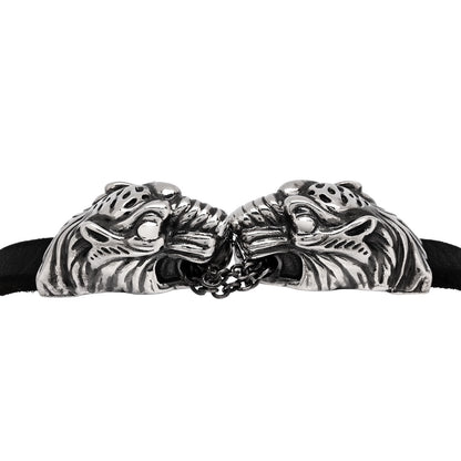 Gucci Sterling Silver Calfskin Tiger Head Bracelet 3 of 4