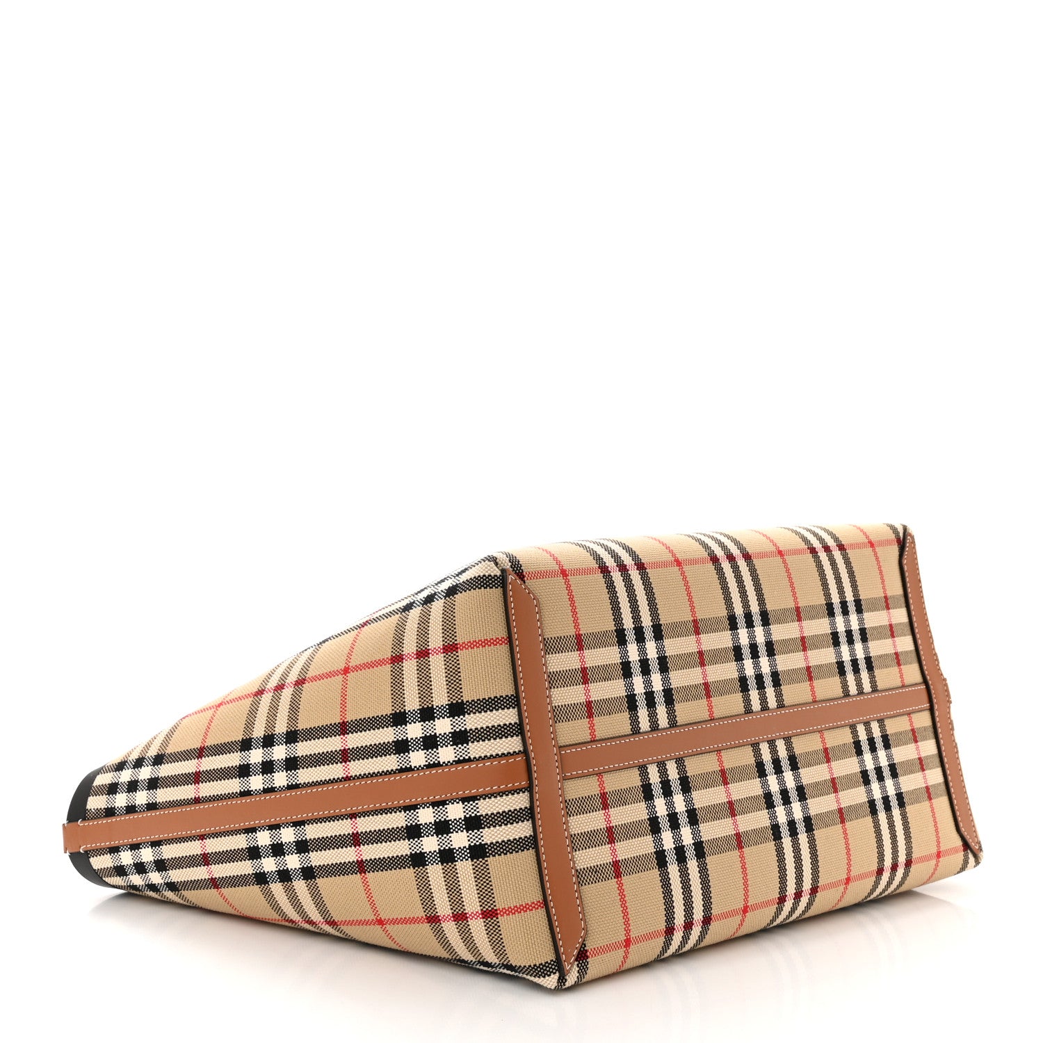 Burberry Cotton Vintage Check Medium London Tote Bag Briar Brown Black 5 of 10